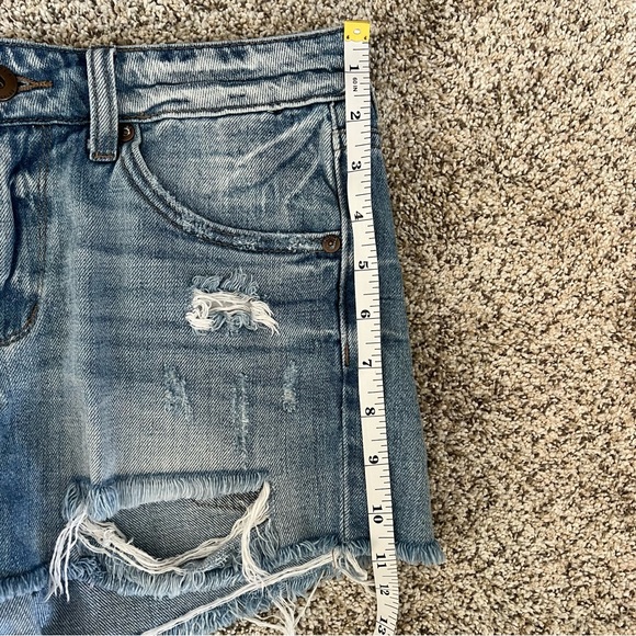 Pistola Distressed Cut-Off Blue Jean Shorts Contrast Back Pocket Size 27 Raw Hem - Picture 8 of 8